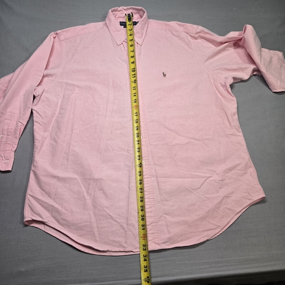 Ralph Lauren Men's 17.5 Cotton Pink Yarmouth Long Sleeve Button Down Shirt - Picture 9 of 11